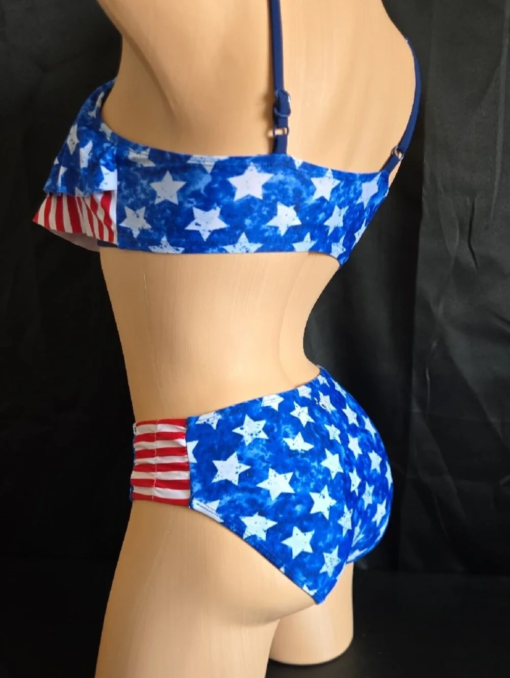Justice Blue & Red Star Ruffle Bikini Set